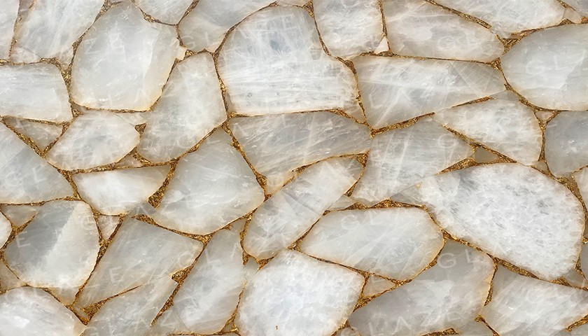 Precious Stone CRYSTAL Quartz White with Gold