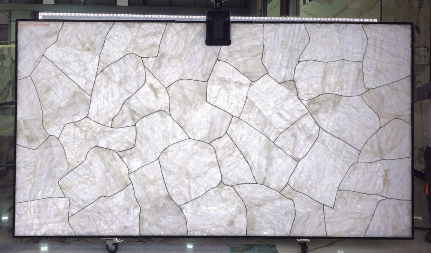 Precious Stone CRYSTAL Quartz White with Silver